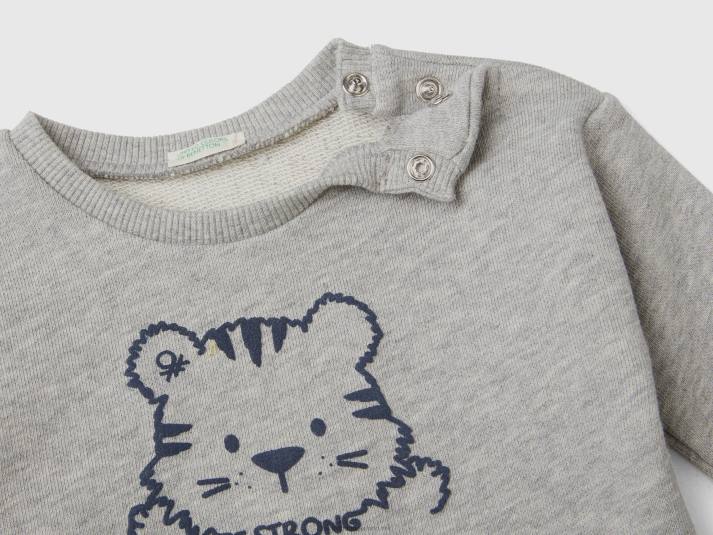 kinderen Benetton zacht sweatshirt van biologisch katoen met print lichtgrijs 4R625847