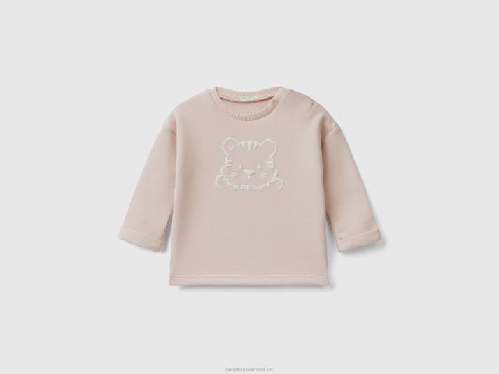 kinderen Benetton zacht sweatshirt van biologisch katoen met print zacht roze 4R623129