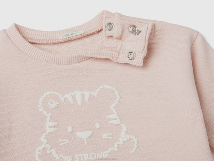 kinderen Benetton zacht sweatshirt van biologisch katoen met print zacht roze 4R625801