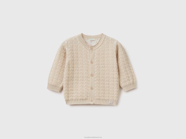 kinderen Benetton gebreid vest met knopen beige 4R626117