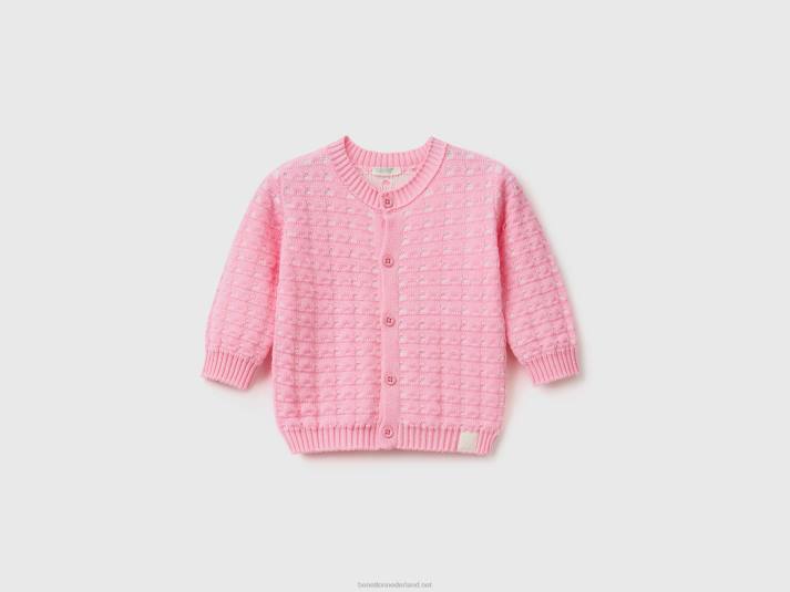 kinderen Benetton gebreid vest met knopen roze 4R623459