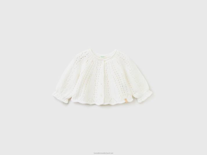 kinderen Benetton gebreid vest met lurex wit 4R626119