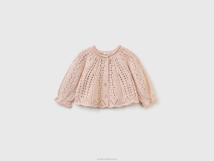 kinderen Benetton gebreid vest met lurex zacht roze 4R623476