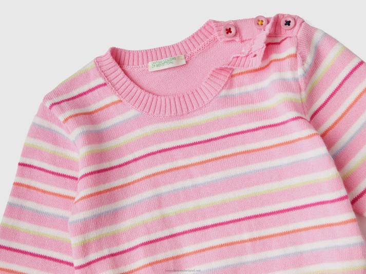 kinderen Benetton gestreepte trui van zuiver katoen roze 4R623466