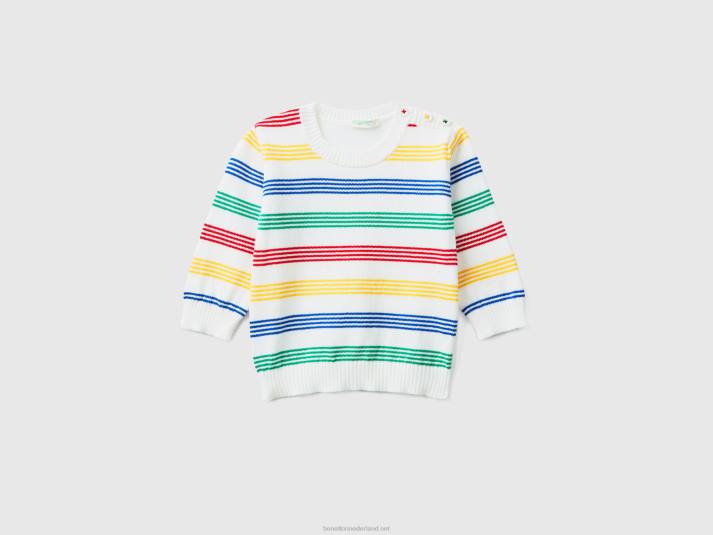 kinderen Benetton gestreepte trui van zuiver katoen veelkleurig 4R626128
