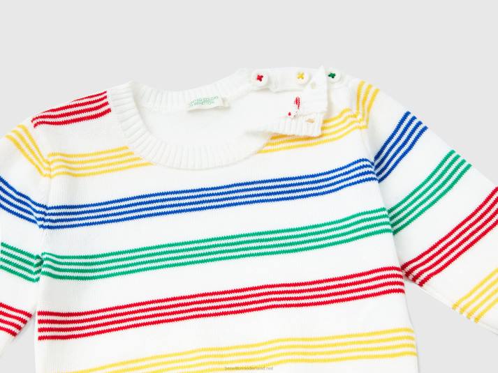 kinderen Benetton gestreepte trui van zuiver katoen veelkleurig 4R626128