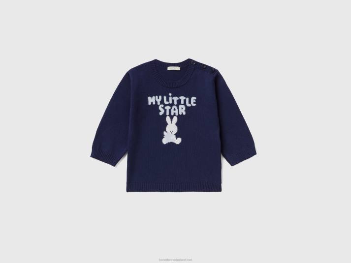 kinderen Benetton katoenen trui met inleg donkerblauw 4R626114