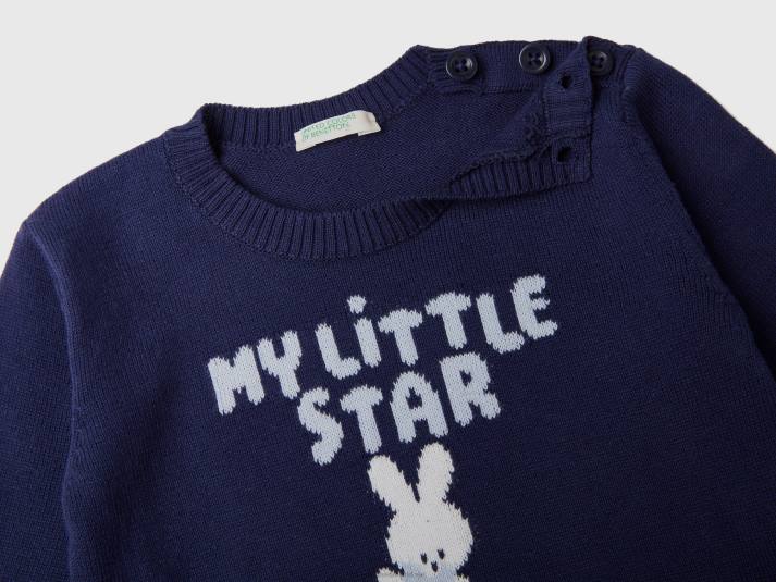 kinderen Benetton katoenen trui met inleg donkerblauw 4R626114