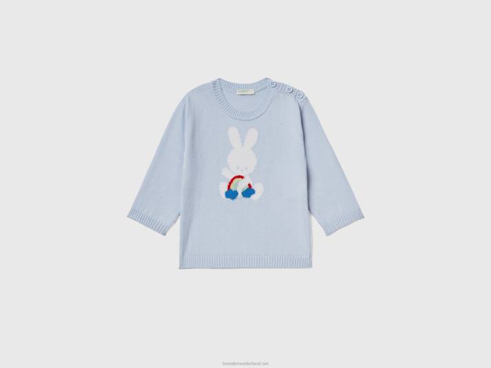 kinderen Benetton katoenen trui met inleg hemelsblauw 4R626121