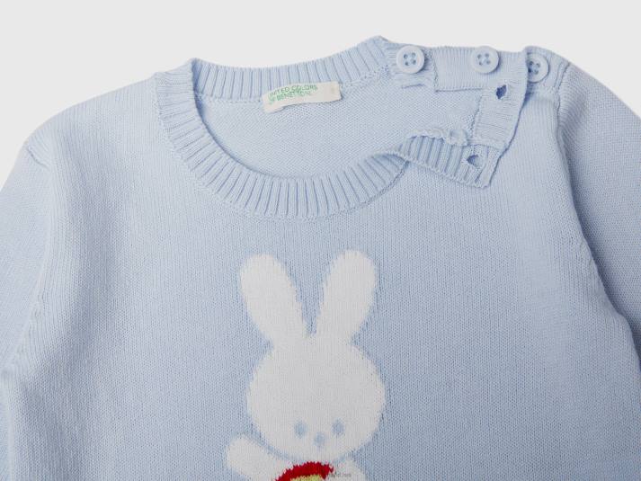 kinderen Benetton katoenen trui met inleg hemelsblauw 4R626121