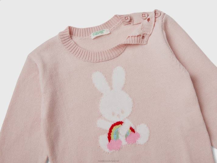 kinderen Benetton katoenen trui met inleg roze 4R623467