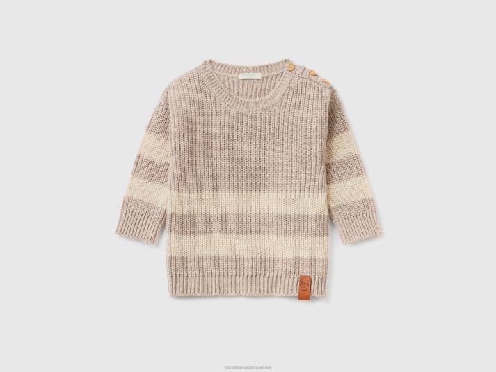 kinderen Benetton sweater van een mix van gerecycled katoen beige 4R623464