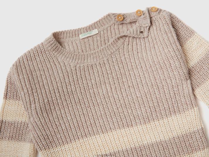 kinderen Benetton sweater van een mix van gerecycled katoen beige 4R626120