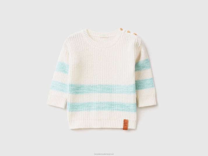 kinderen Benetton sweater van een mix van gerecycled katoen wit 4R626123