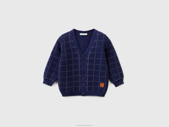 kinderen Benetton vest met geruite inleg donkerblauw 4R626125