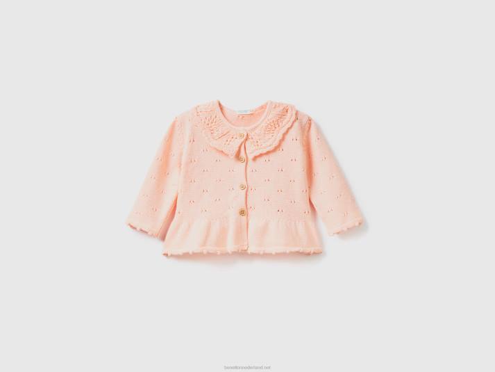 kinderen Benetton vest met tricot kraag zacht roze 4R626127