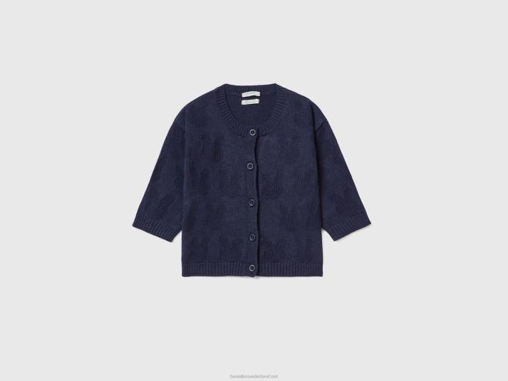 kinderen Benetton vest van een mix van gerecycled katoen donkerblauw 4R626129