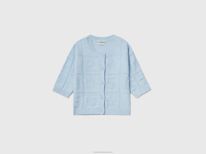 kinderen Benetton vest van een mix van gerecycled katoen hemelsblauw 4R623469
