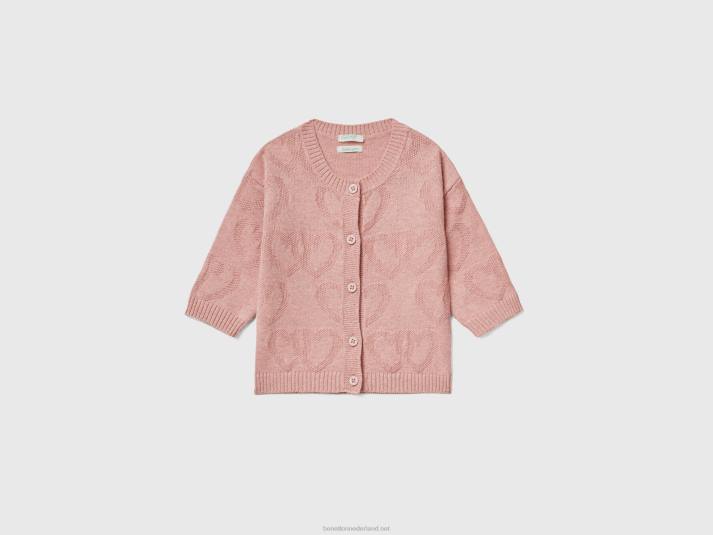 kinderen Benetton vest van een mix van gerecycled katoen zacht roze 4R623461