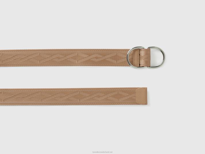 vrouwen Benetton beige riem met dubbele ring beige 4R62795