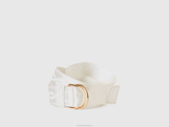 vrouwen Benetton witte riem met dubbele ring wit 4R62844