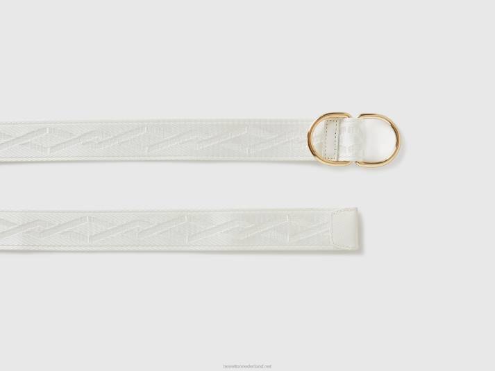 vrouwen Benetton witte riem met dubbele ring wit 4R62844