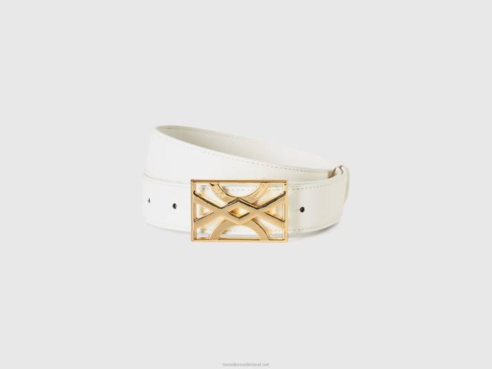 vrouwen Benetton witte riem met gesp met logo wit 4R621529