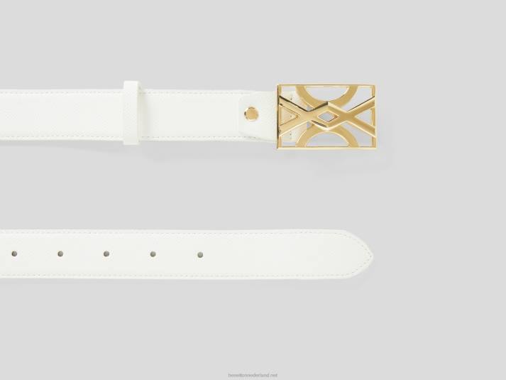 vrouwen Benetton witte riem met gesp met logo wit 4R621529
