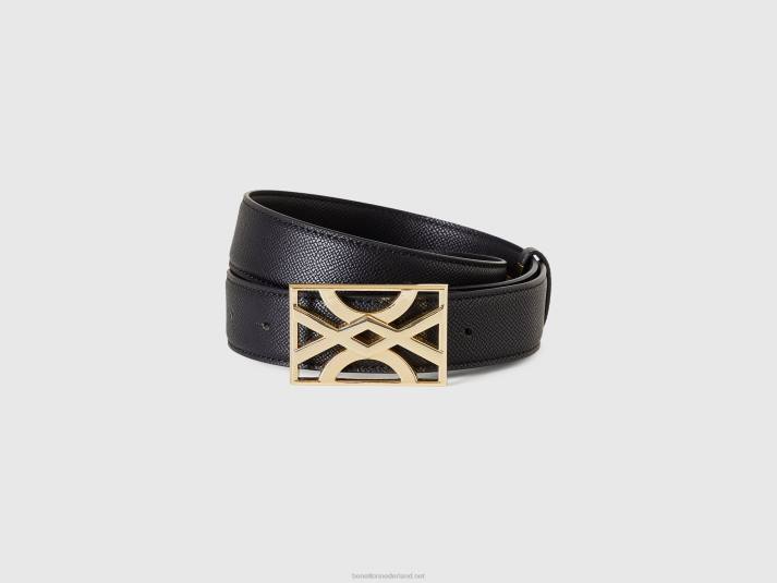 vrouwen Benetton zwarte riem met gesp met logo zwart 4R621551
