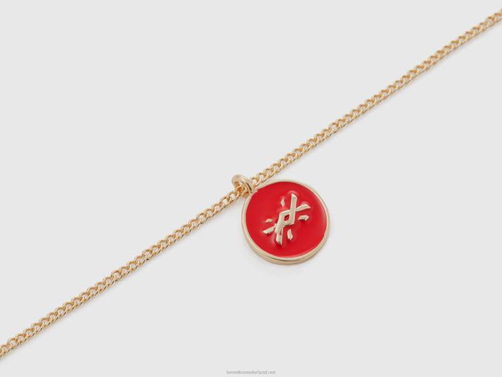 vrouwen Benetton collier met aardbeirode hanger aardbei 4R62748