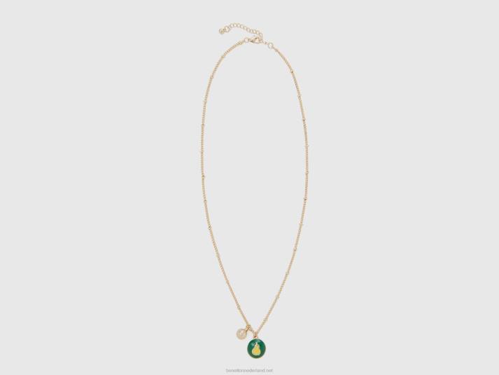 vrouwen Benetton collier met groene peer hanger groente 4R62742
