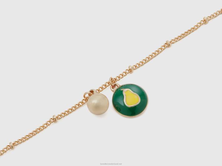 vrouwen Benetton collier met groene peer hanger groente 4R62742