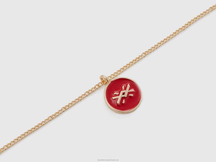 vrouwen Benetton collier met koraalrode hanger koraal 4R62767