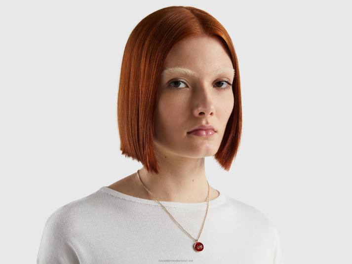 vrouwen Benetton collier met koraalrode hanger koraal 4R62767