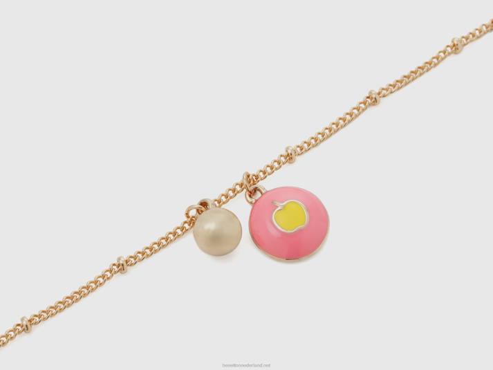 vrouwen Benetton collier met roze appel hanger roze 4R62868