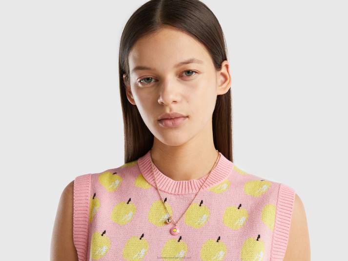 vrouwen Benetton collier met roze appel hanger roze 4R62868