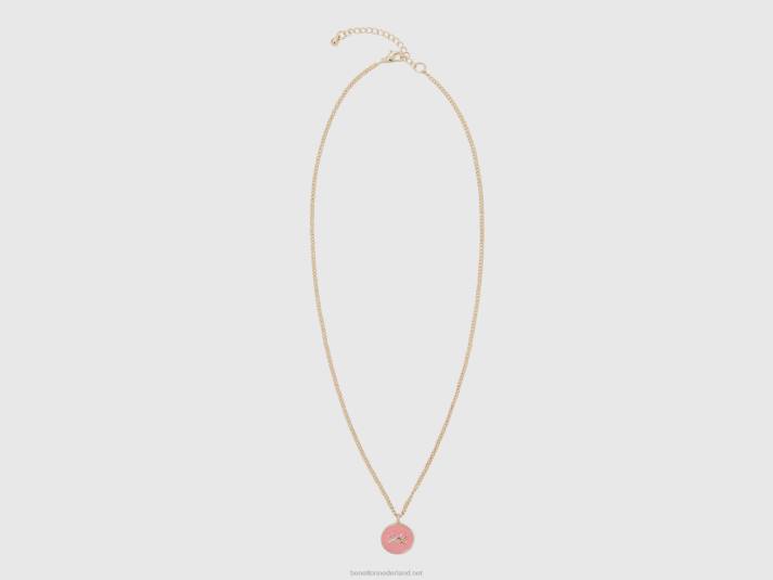 vrouwen Benetton collier met roze hanger roze 4R62886