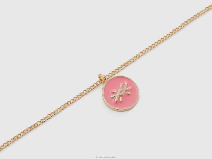 vrouwen Benetton collier met roze hanger roze 4R62886