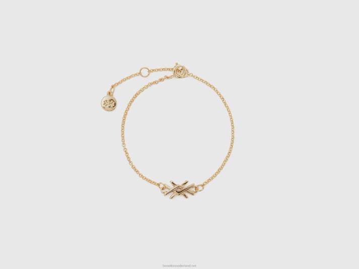 vrouwen Benetton gouden armband met bedel en logo goud 4R62710