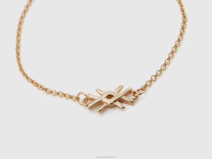 vrouwen Benetton gouden armband met bedel en logo goud 4R62710