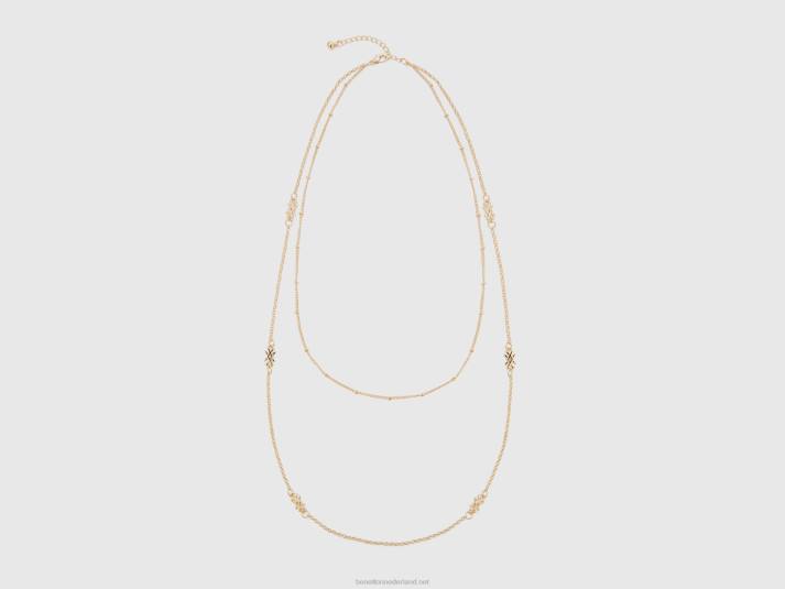vrouwen Benetton gouden collier met dubbele ketting goud 4R62709