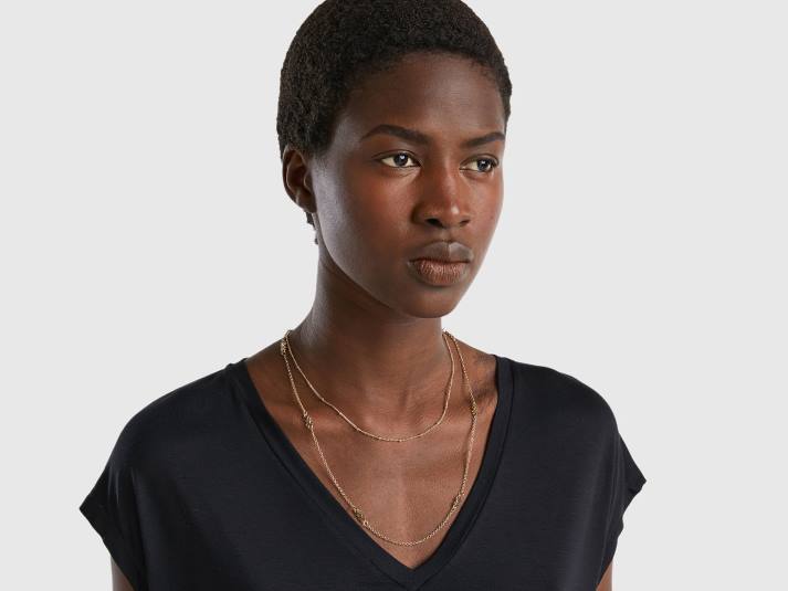 vrouwen Benetton gouden collier met dubbele ketting goud 4R62709