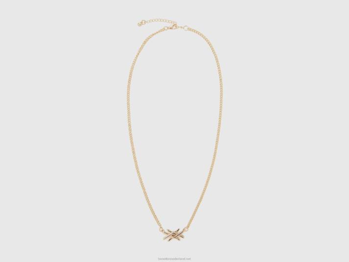 vrouwen Benetton gouden ketting met logo goud 4R62893