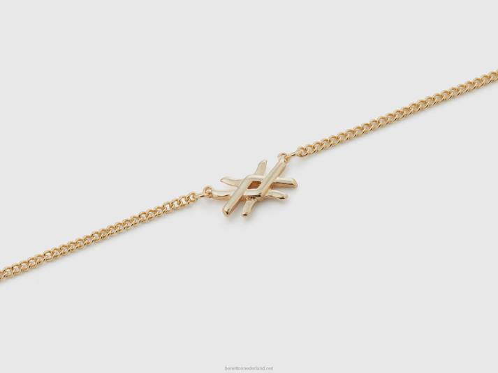 vrouwen Benetton gouden ketting met logo goud 4R62893