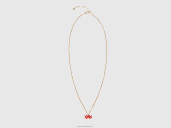 vrouwen Benetton halsketting met aardbeirood logo hanger aardbei 4R62719