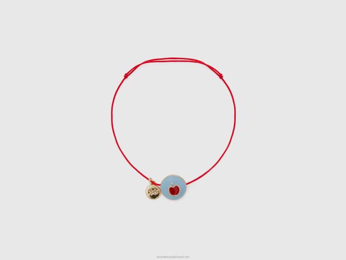 vrouwen Benetton hemelsblauwe armband met appel hanger hemelsblauw 4R62725