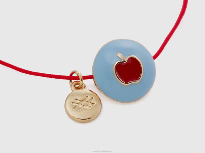 vrouwen Benetton hemelsblauwe armband met appel hanger hemelsblauw 4R62725