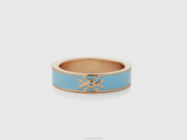 vrouwen Benetton hemelsblauwe band ring met logo hemelsblauw 4R62717