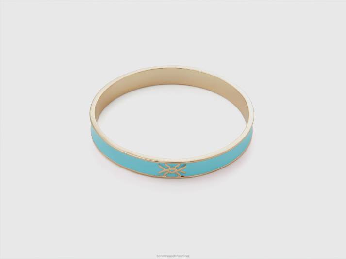 vrouwen Benetton hemelsblauwe bangle armband met logo hemelsblauw 4R62752