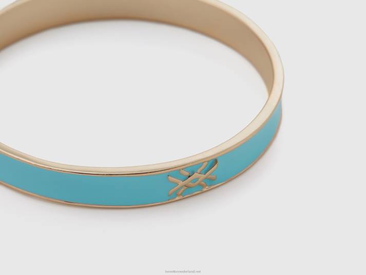 vrouwen Benetton hemelsblauwe bangle armband met logo hemelsblauw 4R62752
